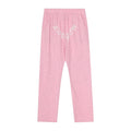 Sp5der Rhinestone Letter Graphic Pink Casual Sweatpants
